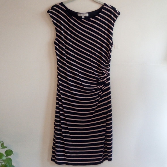 LOFT striped sheath dress (black/blush) - S - Picture 4 of 4